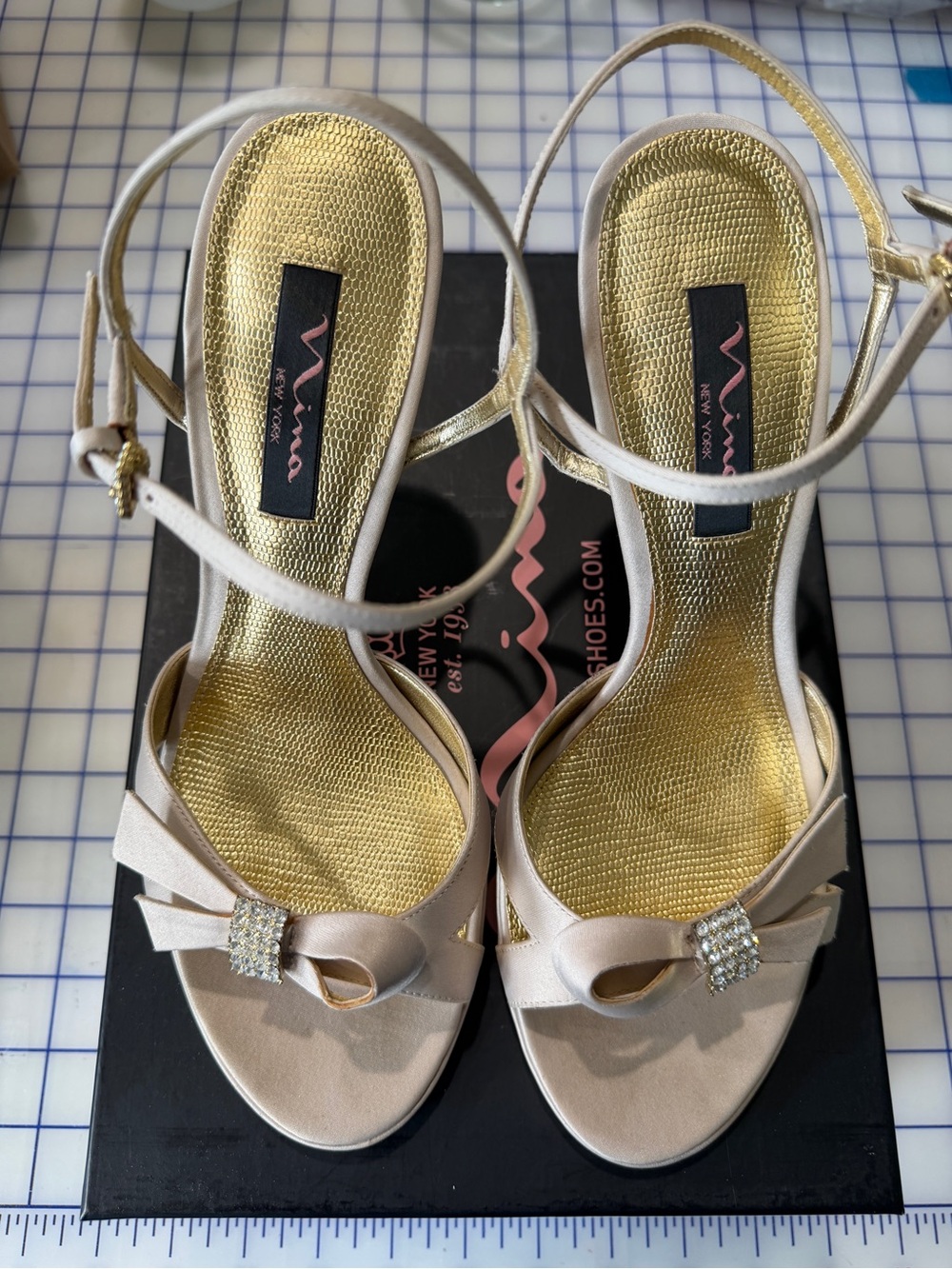 Nina Women's Blush Satin Ankle-Strap Dress Sandals